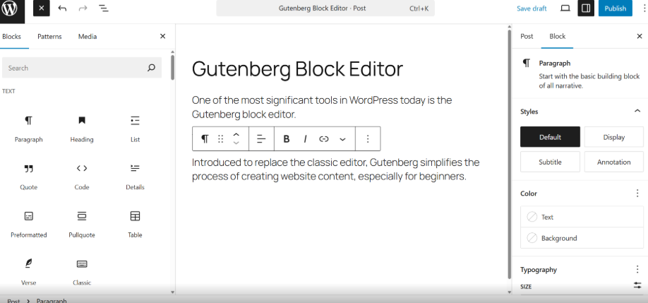 Gutenberg Block editor